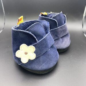 Build A Bear Workshop Navy Suede Look Boots With Flowers On Straps